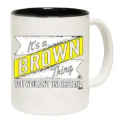 Brown V2 Surname Thing Mug Cup