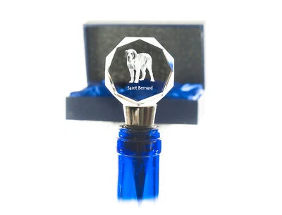 Saint Bernard Crystal wine stopper with dog Art-Dog