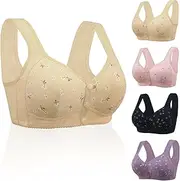 [NVMTHU] Front Button Bra Front Closure Everyday Sports Bras Convenient Snap Sleep Bra Comfort Wireless Cotton Bras for Women