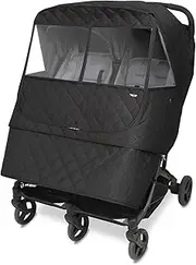 Manito Melange Padded Weather Shield for Twin/Double Strollers, Insulated, Water-Repellent, Thermal Protection for Rain, Snow, Wind & Cold, Fall & Winter (Black)