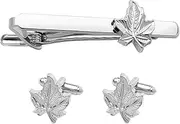 [Kilener] Cufflinks and Tie Clip Set for Men Maple Leaf Cufflinks Tie Clips for Men Unique Necktie Bar Clips Leaf Cuff Link Tuxedo Shirt Studs for Wedding Business Anniversary Birthday