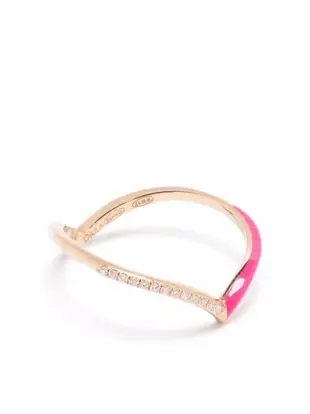 14kt rose gold Marbella V enamel diamond ring