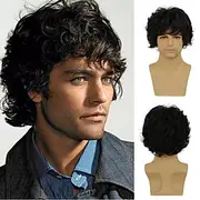 Mens Short Curly Black Wig Anime Cosplay Wigs Cosplay Costume Hair Wig