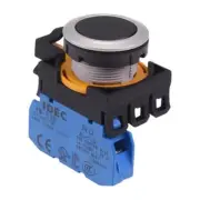 IDEC CW Series Black Metallic 22.3mm Momentary Flush Push Button Switch 1NO IP65