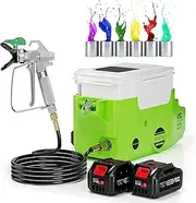 Backpack Airless Paint Sprayer, 500W Electric Painting Machine with 6 Gear Speed Adjustable, with 2 Batteries and 1 Charger, for Home Interior Exterior Wall Spraying