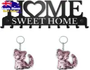 Black Metal Key Holder Wall Mount, 10 Hooks, Key Rack Organizer for Entryway