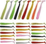 Funzhan Fishing Soft Lures for Bass Artificial Plastic Baits Paddle Tail Swimbaits Creature Shad Proven Colors Natural Oils Portable Box for Crappie Saltwater Freshwater