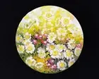 Original Daisy Flowers Oil Canvas Painting, Round Daisies Chamomiles Floral Art