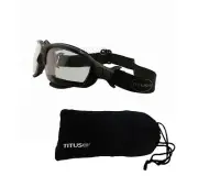 Biker Motorcycle Riding Goggles & Glasses Removable Stem Strap Clear Lens w Case