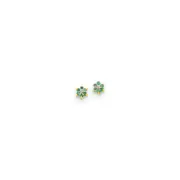 14k Yellow Gold u0026 Rhodium Round Emerald u0026 Real Diamond Post Earrings