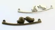 Birds on a Branch Connectors Bird Charms Antique Bronze and Silver 2 pcs 41mm