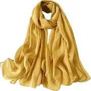 [Lina & Lily] Crinkled Chiffon Women's Scarf Shawl Wrap Spring Summer Sheer Silky Featherlight