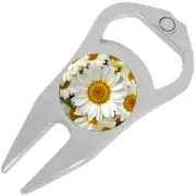 White Daisies Golf Ball Marker Divot Repair Tool Bottle Opener