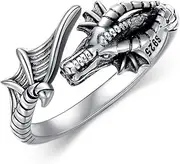 [Plesitep] Dragon Ring Sterling Silver Adjustable Ring for Women Girls Men Boys