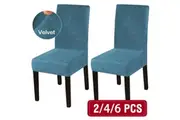 Dining Chair Covers Velvet Plush Stretch Chair Slipcovers for Wedding/Party, 43cm x 45cm x 65cm, Peacock Blue