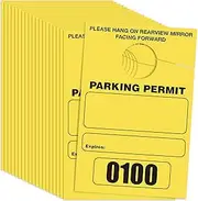 Better Office Products Parking Permit Hang Tags, 100 Pack, Temporary Parking Passes, Bulk Pack, Custom Passes Numbered 1-100, 3.15" x 4.75" Placards for Rearview Mirror(Yellow)