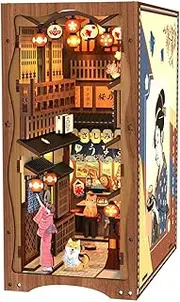 CUTEBEE DIY Book Nook Kit, DIY Dollhouse Booknook Bookshelf Insert Decor Alley, Bookends Model Build-Creativity Kit with LED Light (Under The Sakura Tree)
