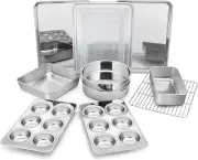 Versatile 11-Piece Bakeware Set with Lasagna Pan & Muffin Pans - Durable Design