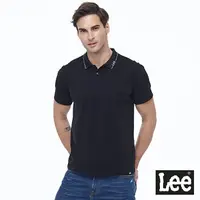 在飛比找樂天市場購物網優惠-Lee 領口Lee Logo素色短袖POLO衫 男款 黑