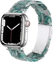 SPINYE Band Compatible with iWatch 38mm 40mm 41mm, Colorful Resin Replacement Bracelet Strap for Apple Watch Series 9/8 / Ultra / 7 / SE / 6/5 / 4/3 Women Men (Face Green)
