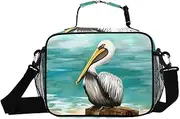 Pelican Stand Funny Insulated Lunch Box for Women Men - Ideal for Work, Picnics - Includes Adjustable Shoulder Strap