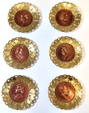 Set of 6 Copper and Brass Composer Wall Hanging Plates