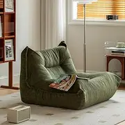 Corduroy Bean Bag Chair, Lazy Sofa Chair Floor Bed Lounge Giant Bean Bag Chairs Soft Cozy Skin-Friendly for Adult Kids Living Room Bedroom (Green)
