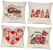 Day Decorations Pillow Covers 18x18 inch Set 18" x 18" (Pack of 4) Valentines