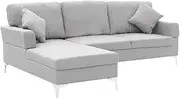 Sarantino Linen Corner Sofa Couch Lounge L-Shape w/Right Chaise Seat Light Grey