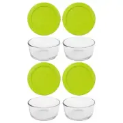 Pyrex 7200 2-Cup Glass Storage Bowl w/ 7200-PC 2-Cup Edamame Green Lid (4-Pack)