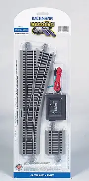 Bachmann HO E-Z Track +Nickel Silver Rail & Gray Roadbed #4 Turnout Right 44558