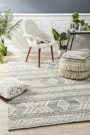 Abode Rug Culture Natural White & Grey Bohemian Wool Textured Rug