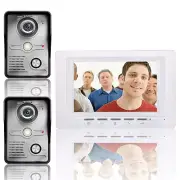 7" LCD Video Door Phone Doorbell Intercom Kit 2 -camera 1-monitor Night Vision
