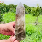 1.54LB TOP! Natural smoky quartz obelisk crystal wand point tower reiki healing