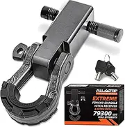 ALL-TOP Shackle Hitch Receiver for 2in Receiver, 79300Lbs MBS 11000Lbs WLL, Extreme Forged 3/4 D-Ring included, with Trailer Lock