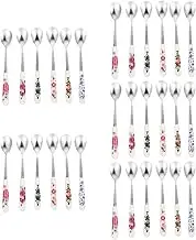 Angoily 30 Pcs Mixing Spoon Tea Spoons Cute Spoons Grapefruit Ramen Bowl Spoon Vintage Japanese Soup Spoons Mini Spoon Ceramic Handle Spoons Ice Cream Scoop Stainless Steel Child Metal