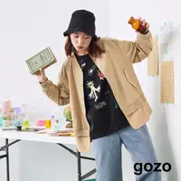 在飛比找momo購物網優惠-【gozo】假兩件下擺西裝風棒球外套(卡其)