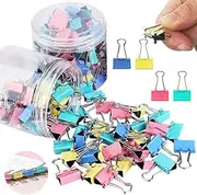 120 Pcs Paper Clips Binder Clips, Metal Colorful Paper Clamps Bulldog Clips Document Clips,Fold Clips Office Clip Stationary Clips Small and Micro Use for Office, Home, School, Classroom (15mm)