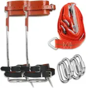 Tree Climbing Spikes Kit Arborist Gear w/ Cowhide Leather – Brown