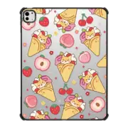 iPad Pro 13-inch (M4) iPad Impact Case Cute Shiba Inu Crepe with Strawberry Ice Cream & Peach Cherry - Kawaii Dog Cartoon Puppy with Fruit & Sweet Food