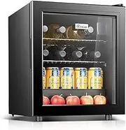 FREEZYMAN Refrigerated Wine Cooler, Beer and Beverage Ice Bar, Household Independent Wine Cellar, 60L Small Single Door Refrigerator (Color : Black, Size : 40.8 * 40 * 48.2CM)