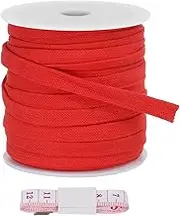 uxcell Flat Drawstring Cord 10mm x 27 Yd, Draw String Replacement Flat Rope Soft Cotton Hoodie String Cords Roll with Ruler for Sweatpants Shorts Pants Strap Garment, Red