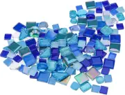 Blue Mosaic Glass Tiles Pieces Glitter 220G Bulk Assorted Shapes Small Crystal D