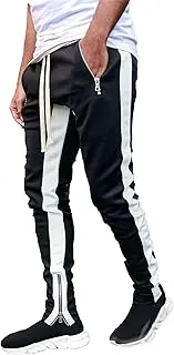 [JEShifangjiusu] Mens Sports Running Pants Slim Fit Lightweight Drawstring Sweatpants Elasticated Waist Sweatpants Jogging Pants, Black B3, M