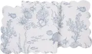 C&F Home Makara Reef Table Runner Elegant Coastal White Blue Ocean Coral Fish