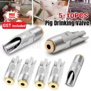 5/10Pcs Stainless Steel Pig Nipple Drinker Feeder Valve Drinker Waterer Brass AU