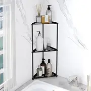 XEENEW Standing Shower Caddy Corner, 3 Tier Stainless Steel Shower Organizer Stand, Rustproof Corner Shower Shelves, Corner Shower Caddy Bathroom Shower Stand, Black