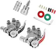 Anneome 1 Set Car Battery Terminal Clip Quick Release Connector Kit with Terminals Insulated Caps Wrench Cleaning Brush Durable Battery Pile Connector for Efficient Car Accessories
