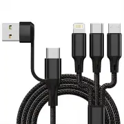 3A USB-A/Type-C to Micro/iP/Type-C Cable Fast Charging Copper Core Line 1.2M Long for iPhone 15 14 13 for Huawei Pura 70