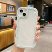 Cute Wavy Frame Case For iPhone 16 15 Pro Max 14 13 12 11 Shockproof Clear Cover